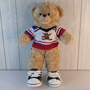 Build A Bear Brown Bear Hockey Jersey Black Sneakers EUC